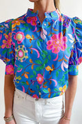 BOLD LIFE BLUE BUTTON UP PUFF SLEEVE BLOUSE **SHIPPING EXPECTED TO BEGIN ON DATE 5/23**