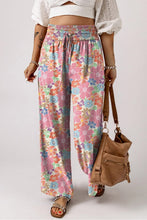 Load image into Gallery viewer, Pink Floral Smocked Waist Loose Pants
