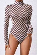 Load image into Gallery viewer, Checkered High Neck Mesh Bodysuit
