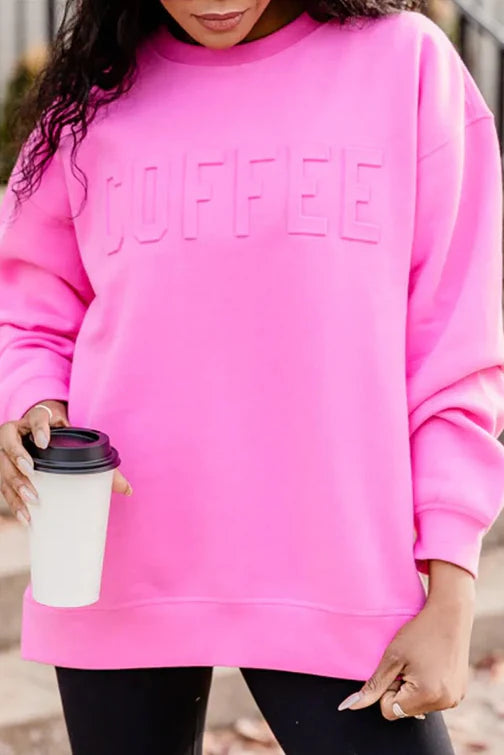 BonBon Pink Embossed Coffee Sweatshirt