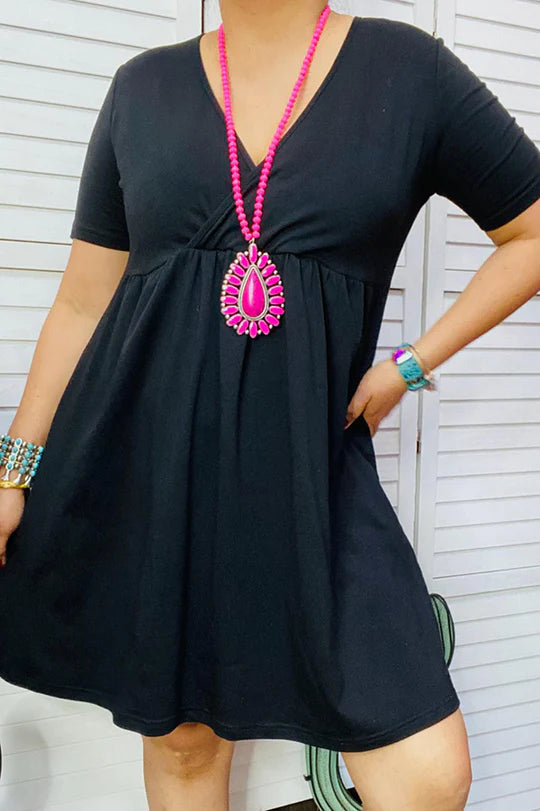 Black Vneck Dress