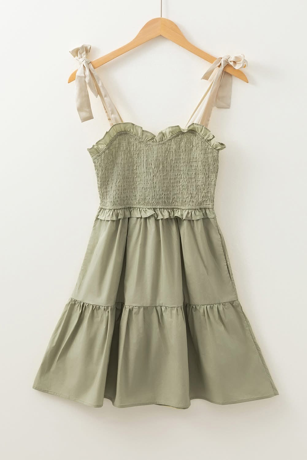 Laurel Green Smocked Ruffled Mini dress