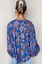 Load image into Gallery viewer, Blue Floral Batwing Loose fit shirt
