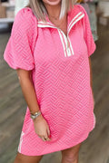 SIESTA KEY BONBON ZIP COLLAR TEXTURED MINI DRESS **SHIPPING EXPECTED TO BEGIN ON DATE 5/31**