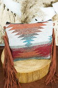 Teal Fringe Clutch crossbody