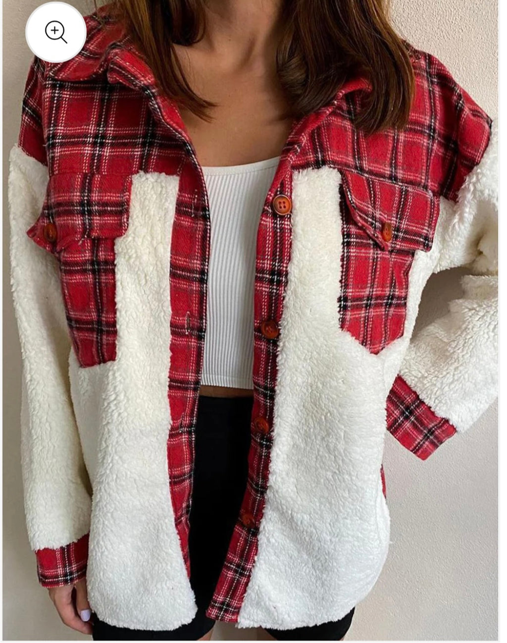 Fuzzy Button Up Long Sleeve Jacket