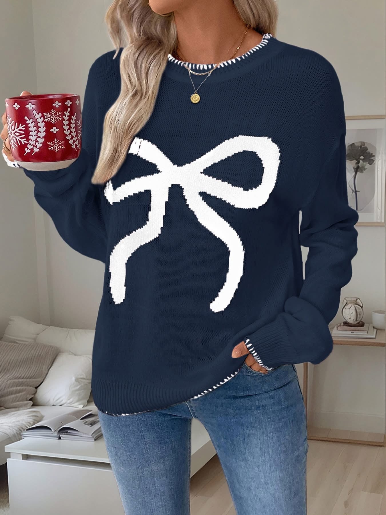 Valentine's Day Bow Loose Sweater