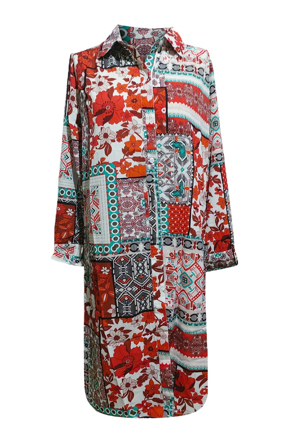 Printed Button Up Long Sleeve Cardigan Creative Chaos Boutique