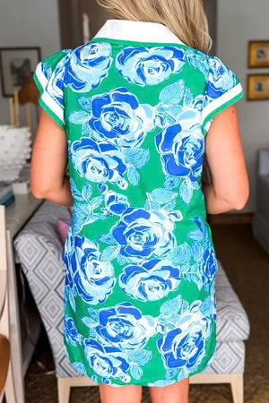 COMING UP ROSES BRIGHT GREEN MINI DRESS **SHIPPING EXPECTED TO BEGIN ON DATE 5/12**