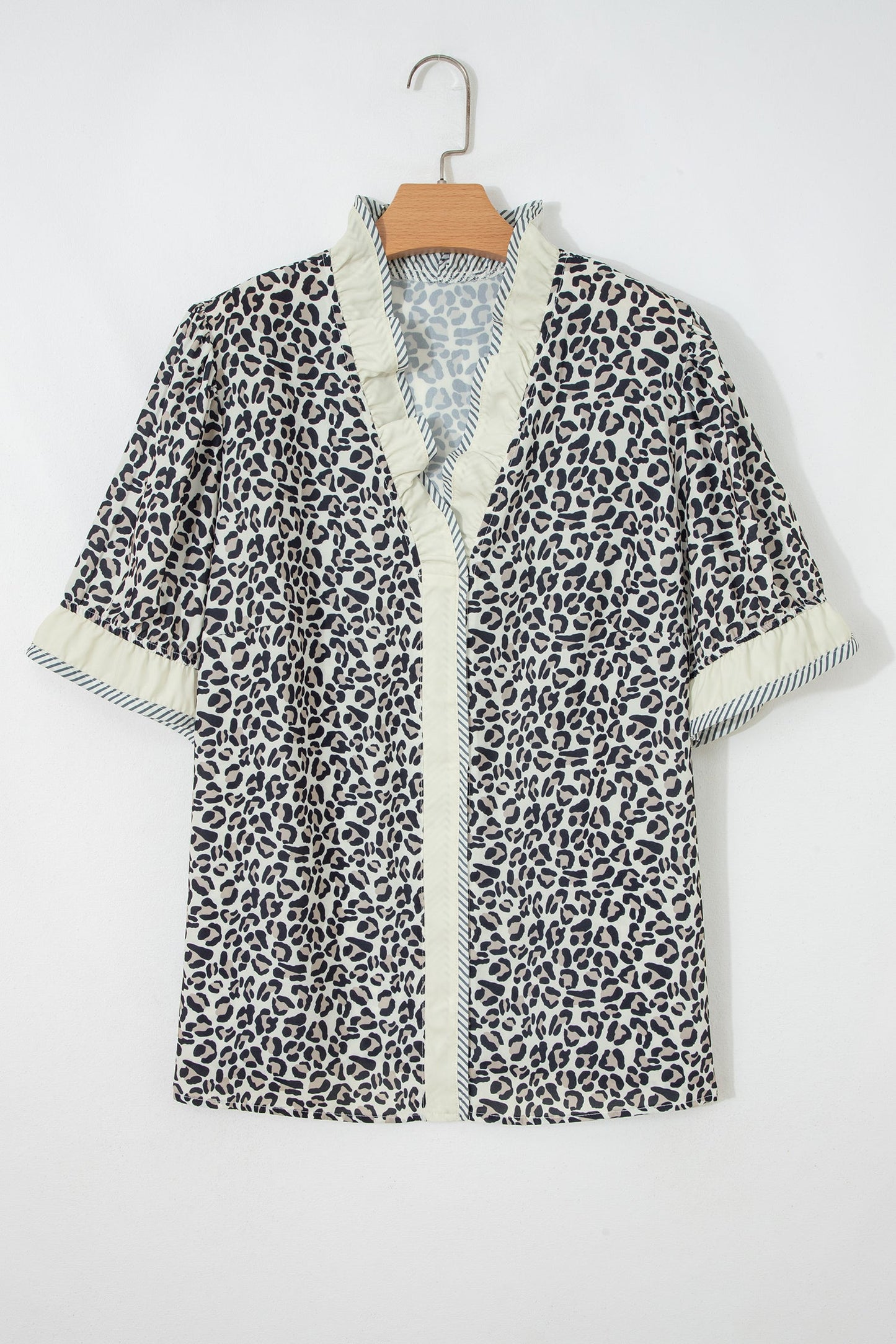Paige Frilled Short Sleeve PLUS Blouse Threaded Pear