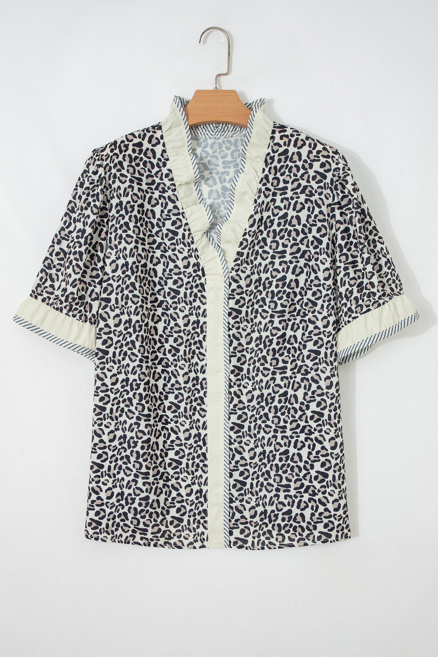 Paige Frilled Short Sleeve PLUS Blouse Threaded Pear