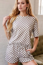 Load image into Gallery viewer, Checkered Round Neck Top and Shorts Set
