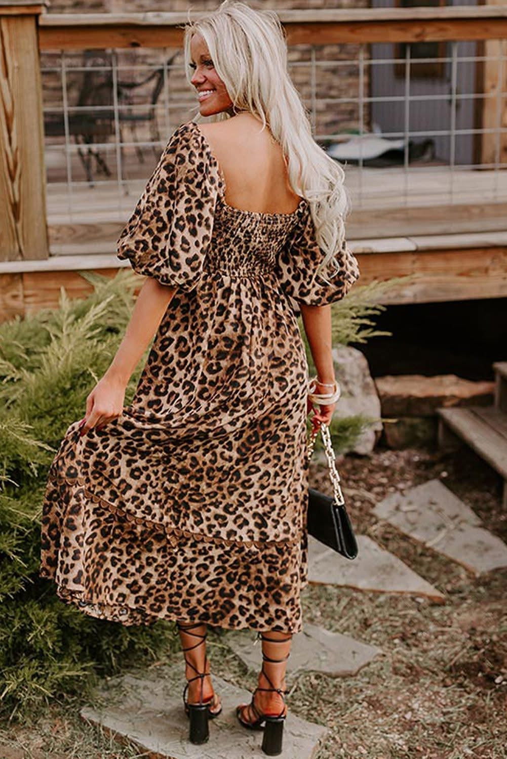 Brown Leopard Bubble Maxi dress