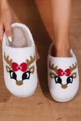 CUTE REINDEER WHITE PLUSH SLIPPERS **SHIPPING EXPECTED TO BEGIN ON DATE 10/25**