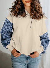 Load image into Gallery viewer, Checkered Patchwork Kangaroo Pocket Half Zipper Hoodie
