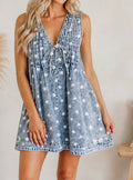 Blue-Polka Dot Denim Romper