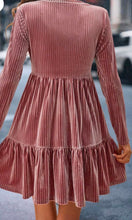 Load image into Gallery viewer, Ruffle Hem Round Neck Long Sleeve Dress
