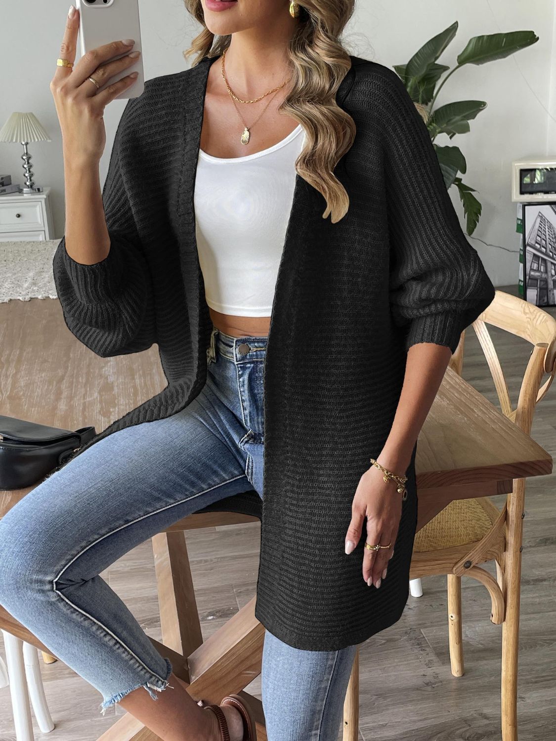 Open Front Long Sleeve Cardigan Creative Chaos Boutique