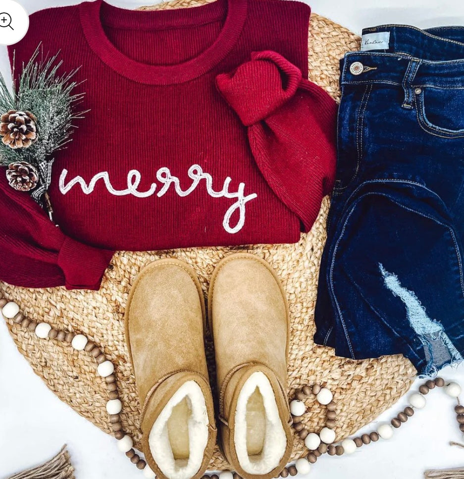 Rope Embroidered Merry Sweaters adult and kids