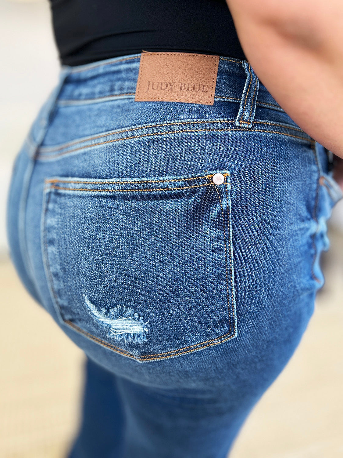 Judy Blue Full Size Mid Rise Distressed Raw Hem Jeans Creative Chaos Boutique