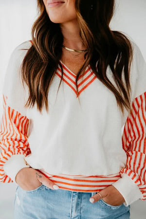 ORANGE STRIPE PULLOVER **SHIPPING EXPECTED TO BEGIN ON DATE 9/8**