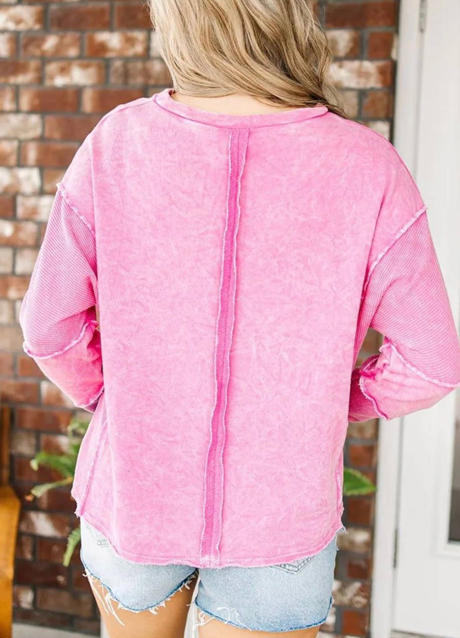 Exposed Seamed Raw Edge Sweatshirt