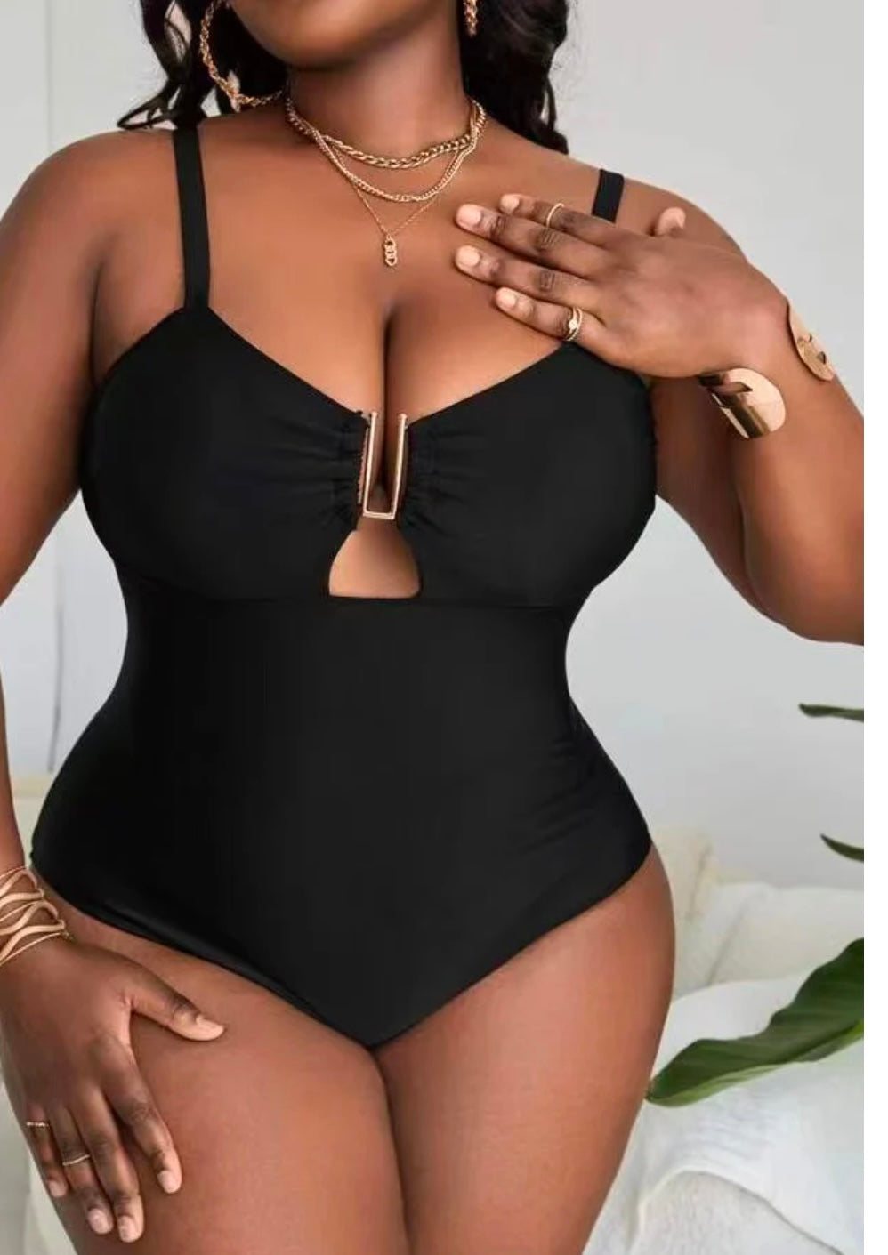 Plus Size One Piece Hollow Swimsuit