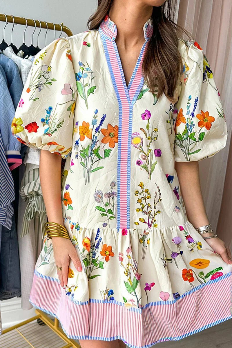 Best of Both Worlds Flowers and Stripes Mini Dress