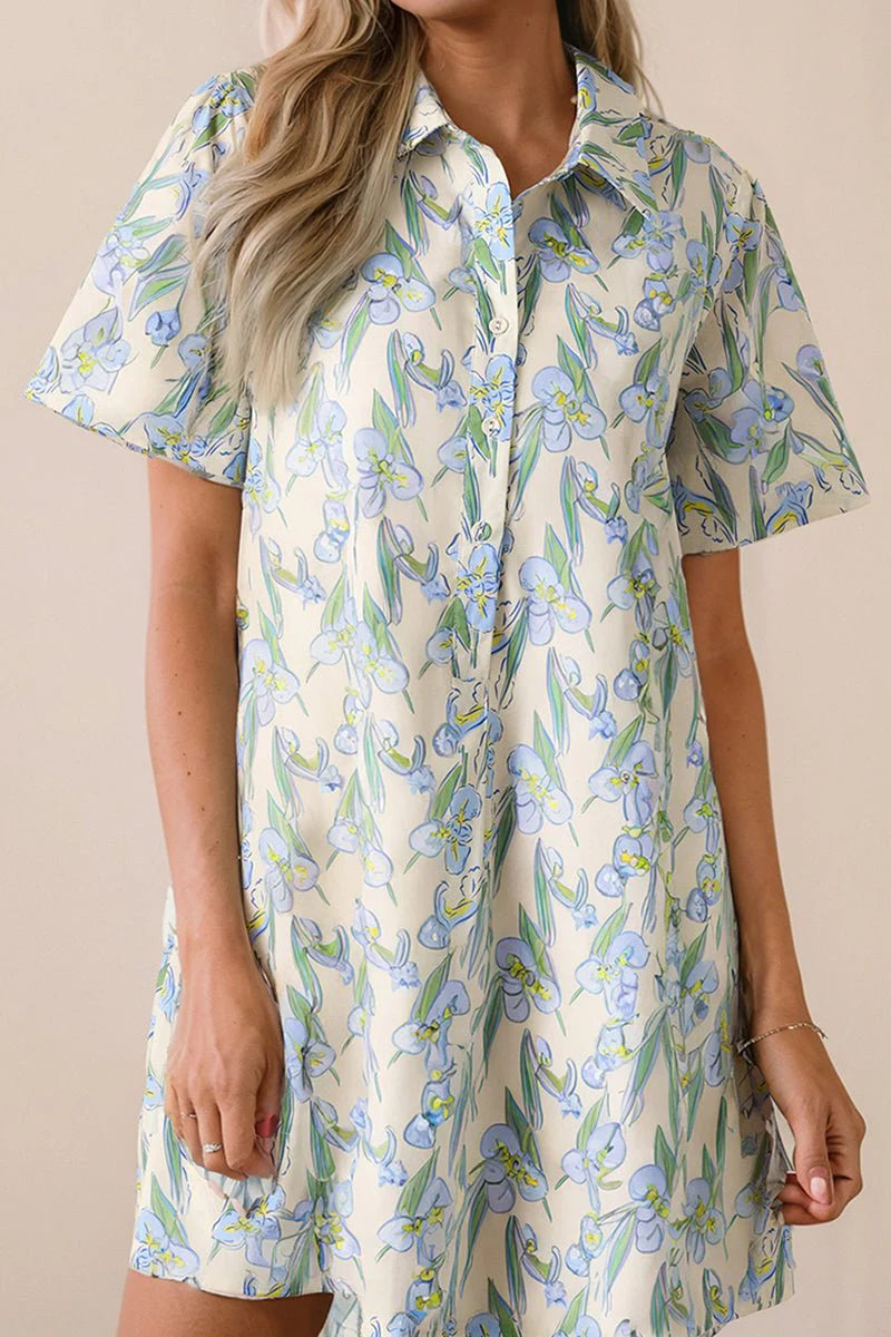 SPRING INTO SUMMER GREEN FLORAL MINI DRESS **SHIPPING EXPECTED TO BEGIN ON DATE 5/23**