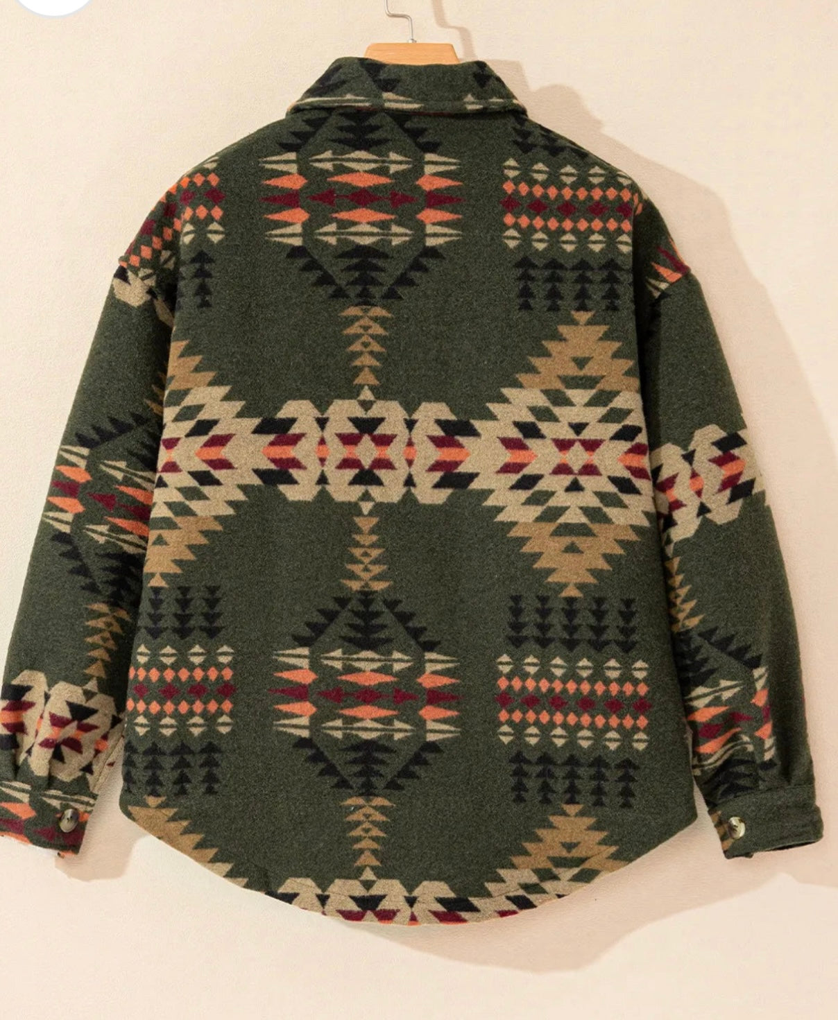 Pocketed Geometric Collared Neck Jacket