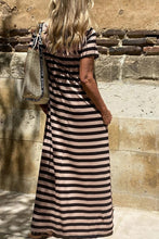 Load image into Gallery viewer, Black Stripe Casual T shrit maxi dress
