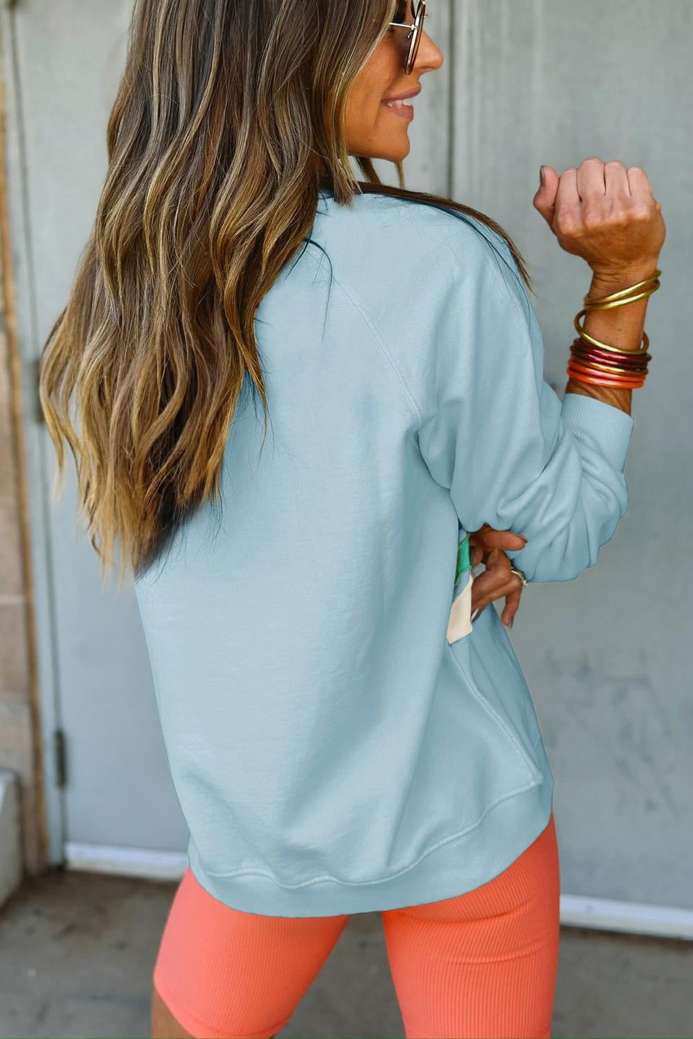 Blue Rainbow Colorblock Sweatshirt