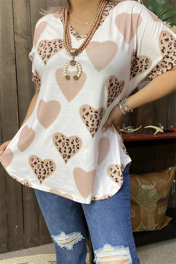 Leopard Hearts Printed Top