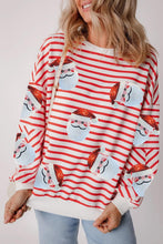 Load image into Gallery viewer, Striped Sequin Santa Claus Pullover Sweatshirt
