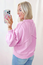 Load image into Gallery viewer, Pink Raw Edge Ribbed Sweater
