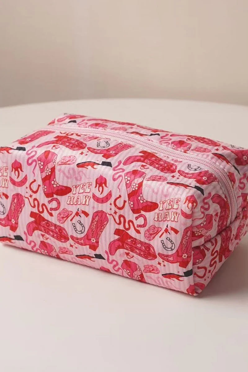 Cowgirl Glam Up Pink Cosmetic Pouch