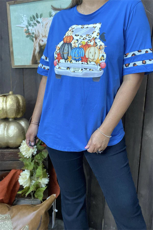 Truck Pumpkin Leopard Top