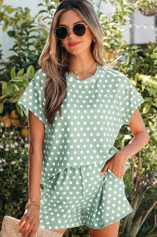 Green Polka Dot Print Short Set Wild and Free Boutique