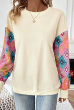 Load image into Gallery viewer, FALL IN LOVE WITH PATCHWORK LONG SLEEVE TOP**SHIPPING EXPECTED TO BEGIN ON DATE 9/23**
