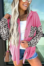 Load image into Gallery viewer, Leopard Patched Twisted Ribbed Western Shacket
