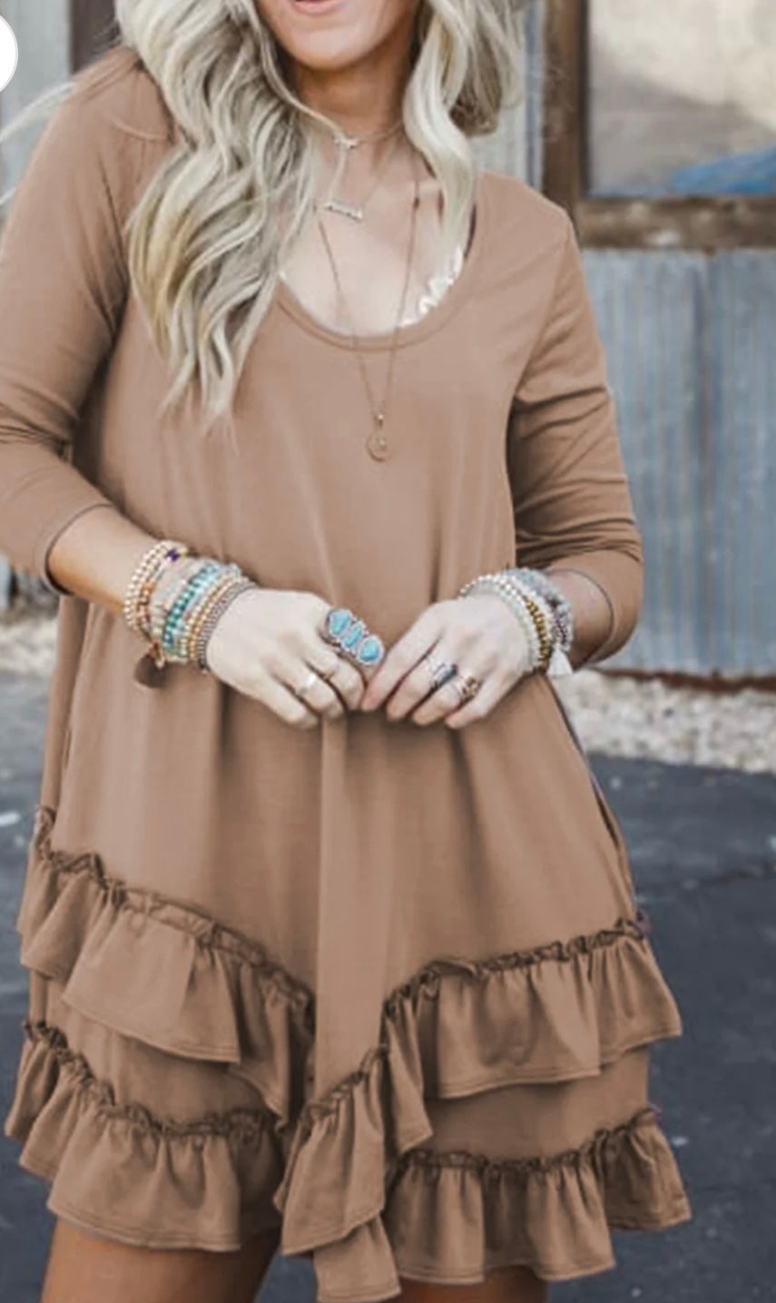 Tiered Ruffled Hem Mini Dress