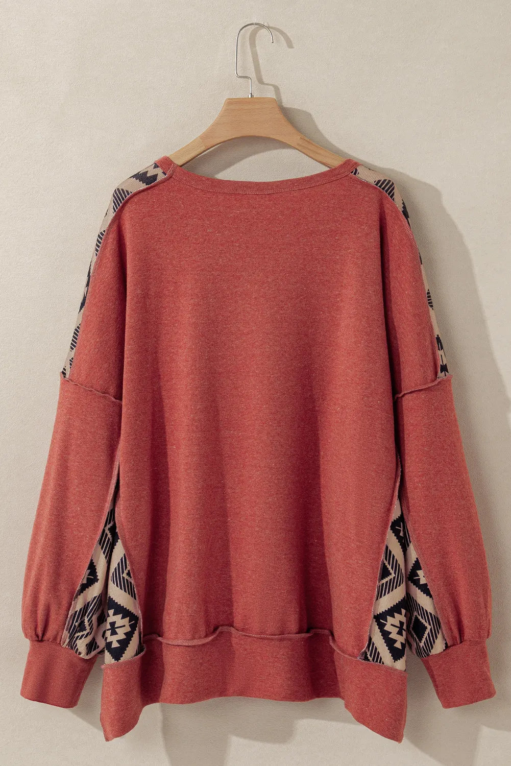 Plus Size Geometric Round Neck Long Sleeve Sweatshirt Creative Chaos Boutique