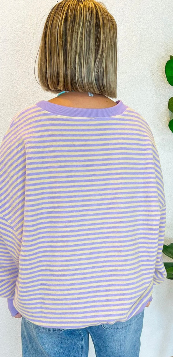 Cozy Striped Oversized Sweatshirt