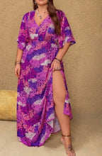 Load image into Gallery viewer, Plus Size Slit Printed Half Sleeve Maxi Dress
