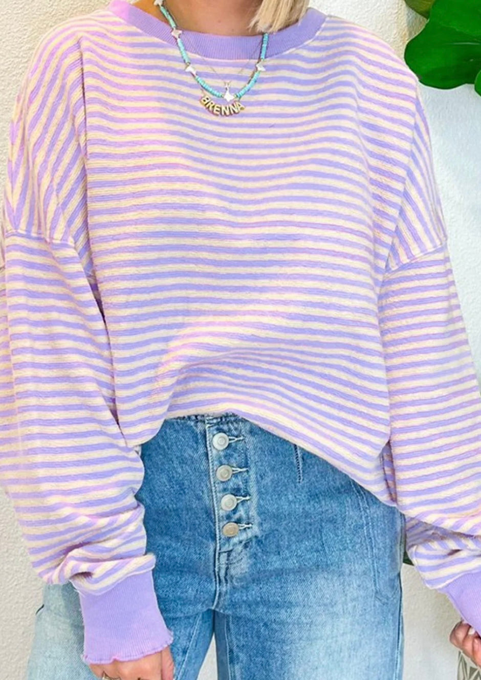 Cozy Striped Oversized Sweatshirt