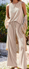 Load image into Gallery viewer, Waffle-Knit Round Neck Tank and Pants Set
