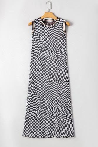 Multicolour Leopard Checkered Reversible Sleeveless Dress