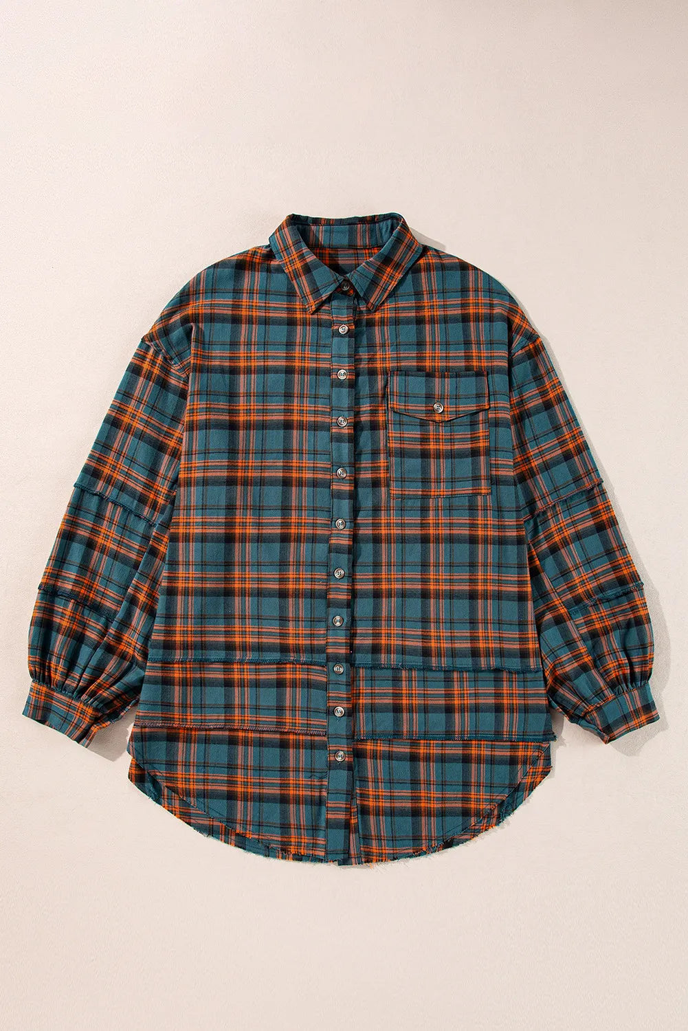 Plaid Collared Neck Long Sleeve Shirt Creative Chaos Boutique