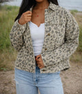 Khaki Retro Leopard Denim Jacket