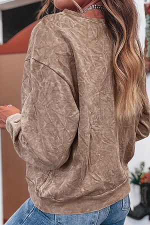 SAVED BY GRACE DUNE MINERAL WASH LOOSE SWEATSHIRT **SHIPPING EXPECTED TO BEGIN ON DATE 9/09**